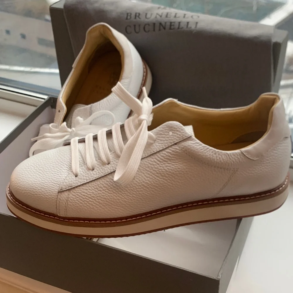 Brunello Cucinelli White Leather Sneakers - Picture 4 of 9